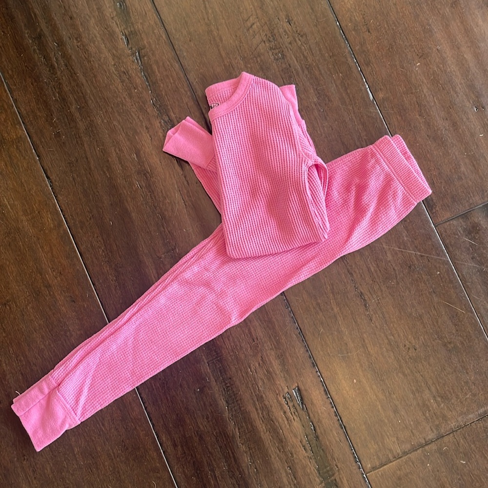 girls pink long underwear. size 4-5